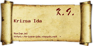 Krizsa Ida névjegykártya